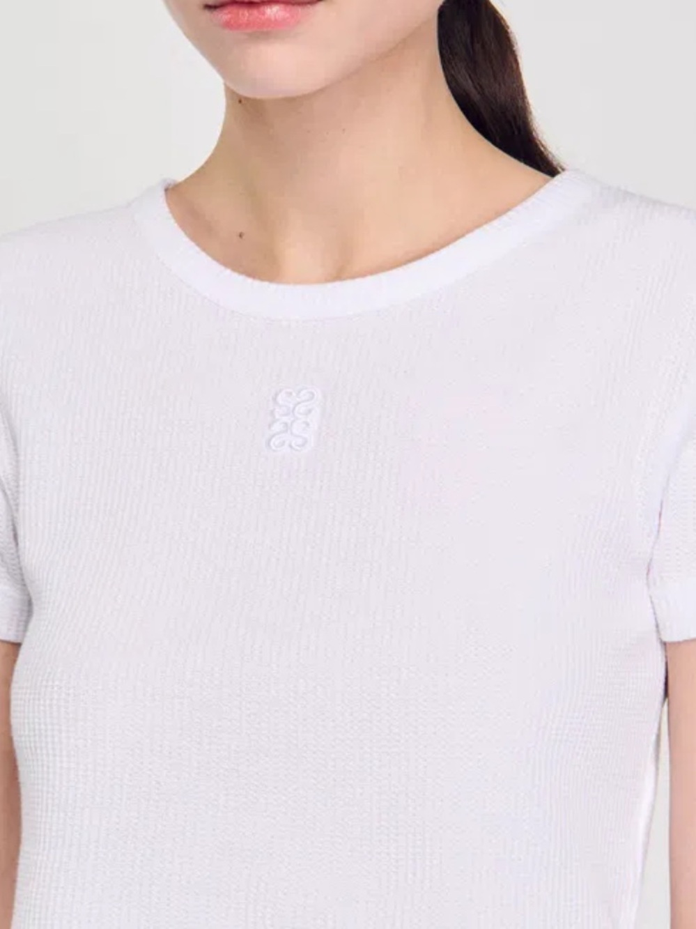 SANDRO White Ribbed Crop Top - Picture 9 of 11